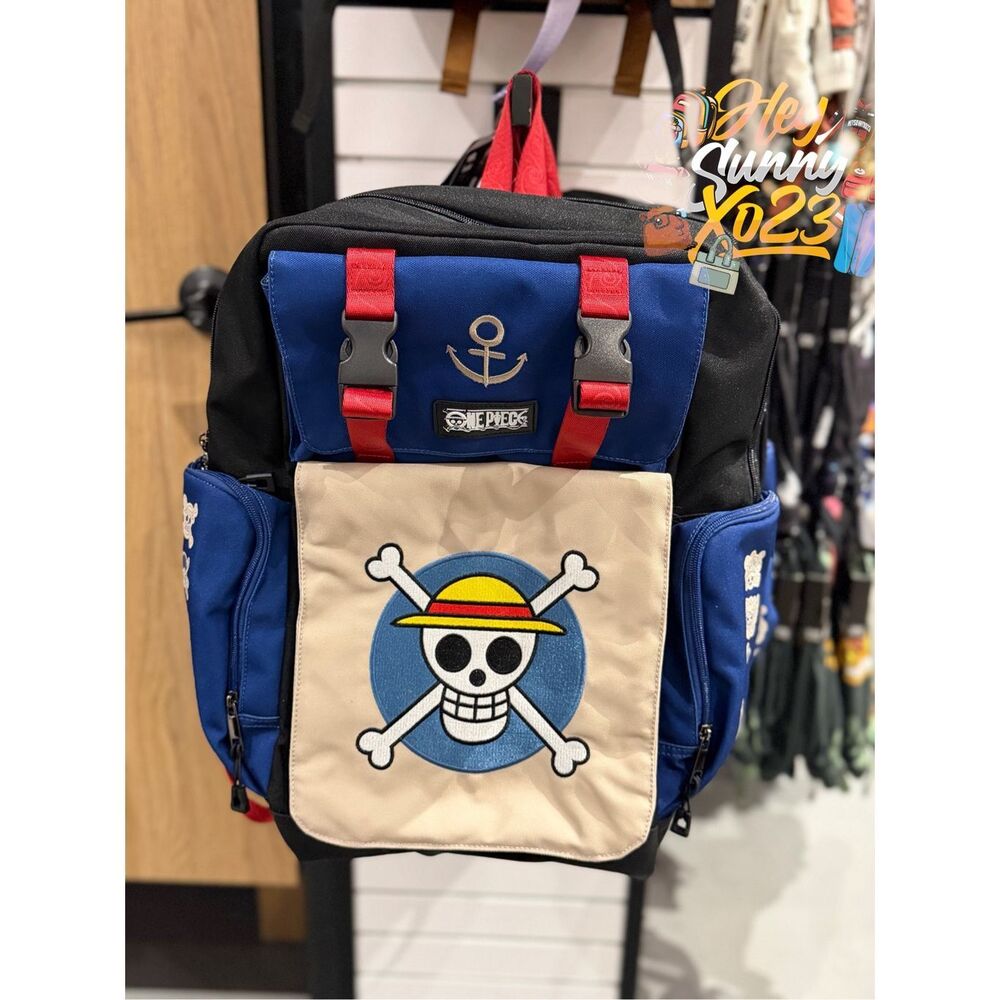 One Piece Straw Hat Crew Jolly Roger Multi-Pocket Backpack